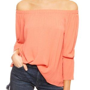 Sanctuary Off the Shoulder Blouse Bright Coral